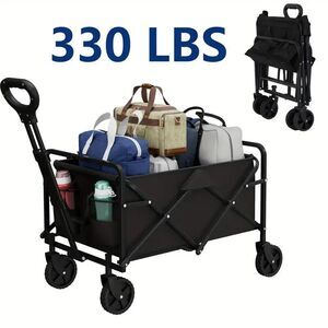 Foldable Wagon Cart, Heavy Duty Collapsible Folding Utility Garden Wagon